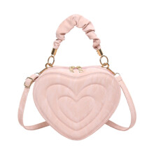 Hartvormige schoudertas, casual PU, trendy crossbodytas voor meisjes, dames en vrouwen, roze