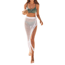 Gehäkelter Strandrock für Damen, Rüschensaum mit Kordelzug in der Taille, Sonnenschutz-Bademoden-Wickelrock für formelle Strandveranstaltungen
