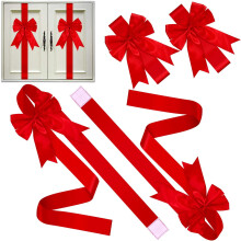 THOPBPRK6 stuks rode feestelijke linten (20x100 cm), grote strikken voor kerstversiering, kastdeuren, kransen, bomen, open haard en feestdecoratie