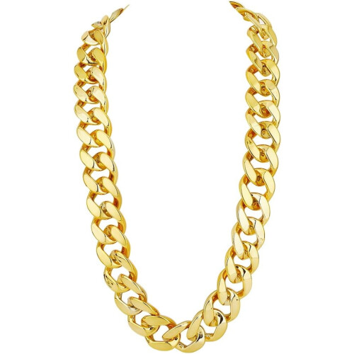 Colar de corrente cubana dourada estilo hip hop, 91 cm (36 polegadas)