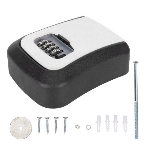 Outdoor Key Lock Box Resettable Code Waterproof Aluminum Alloy Sturdy Lock Safe High Security Cut Resistant Rustproof Easy Installation Large