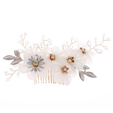 Vintage-Haarspangen, flexibles Design, bequemer Haarkamm, Strass-Haarspangen, weiße Blüten aus Polymer Clay, elegante florale