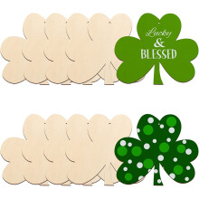 7" große, hölzerne Kleeblatt-Ornamente zum Bemalen, DIY-Rohlinge aus Holz für Bastelarbeiten zum St. Patrick's Day und als Hängedekoration (10