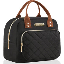 Lancheira térmica HOMESPON para homens e mulheres adultos com bolso frontal, ideal para trabalho, piquenique ou viagens (Dourada e Preta)