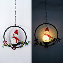 Gartenbeleuchtung, solarbetrieben, Schneemann-Windspiel, Hängeleuchte, funkelnder Schneemann als Außendekoration, exquisite LED-Pendelleuchte für