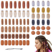 70 Stück Haarperlen aus Holzröhrchen für Dreadlocks, Zöpfe, Bart – DIY-Schmuckzubehör, kompatibel mit allen Haartypen