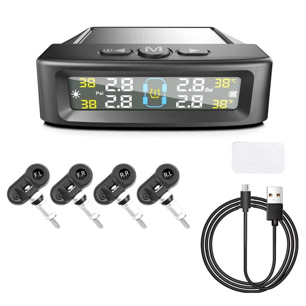 Temperature Warning Save Tire Pressure Monitoring System Solar Tpms 4 External Sensors Car Tyre Monitor B 9551475179117