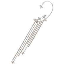 Orecchino a fascia a stella a cinque punte, senza foro, con clip per osso, placcato, gioiello elegante