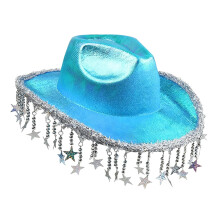 Western Cowboy Hat Solhat Festhat til Halloween Forlovelse Sceneoptræden Blå