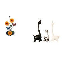 4-częściowy uchwyt na ręczniki papierowe, blat kuchenny, stojący, figurka żyrafy, żelazny, ceramiczny, do domu, biurka, sypialni