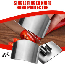 4-Pcs Stainless Steel Hand Protectors for Food Cutting – Compatible with Kitchen Knives, Portable Veggie Prep Tool