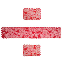 Chemin de table en dentelle avec sets de table pour la Saint-Valentin, mariage, anniversaire, banquet (5 pièces, 183 cm)