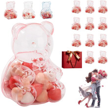 Lot de 12 pots transparents en forme d'oursons en gélatine, parfaits pour la Saint-Valentin, les mariages, les confiseries et le rangement quotidien