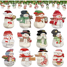 Décorations de Noël en bois, bonhomme de neige, lot de 36, style ferme rouge, pour sapin, articles de fête.