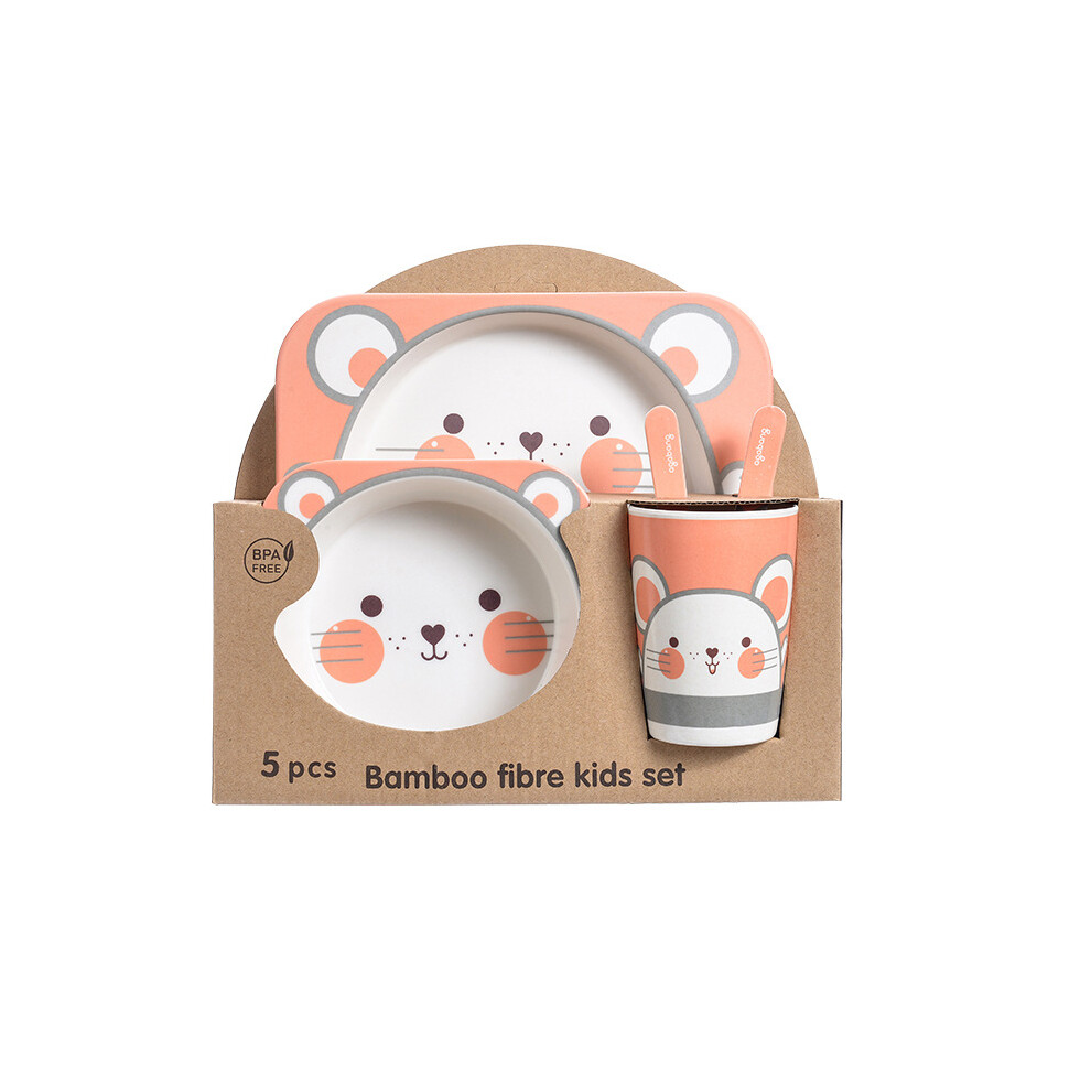 Bamboo Fiber Kids Feeding Set Sustainable Material Natural Material Kids Dinnerware Set Lightweight Easy to Clean Dishwasher Safe Special Design for