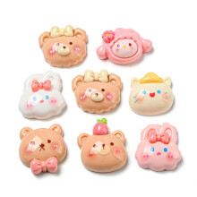 100pcs Opaque Resin Decoden Cabochons for Jewelry Making Cartoon Animals Mixed Shapes 16~21x19~25x6~9mm