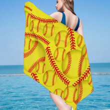 Lichtgewicht microvezel strandhanddoek, 76 x 152 cm, sneldrogend, zacht, Scandinavisch design met balprint – geschikt voor op reis, bij het zwembad
