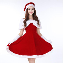 Atmungsaktives Weihnachtsoutfit aus hochwertigen Materialien, Damenkostüm, Hoodie-Kleid, Elfen-Cosplay-Kostüm, Samt-Weihnachtsmannkleid für