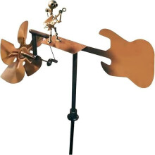 Metal Drummer Windmill Garden Decor – Handmade Kinetic Wind Spinner Statue for Outdoor Lawn, Yard, Patio (Compatible with Bassist)