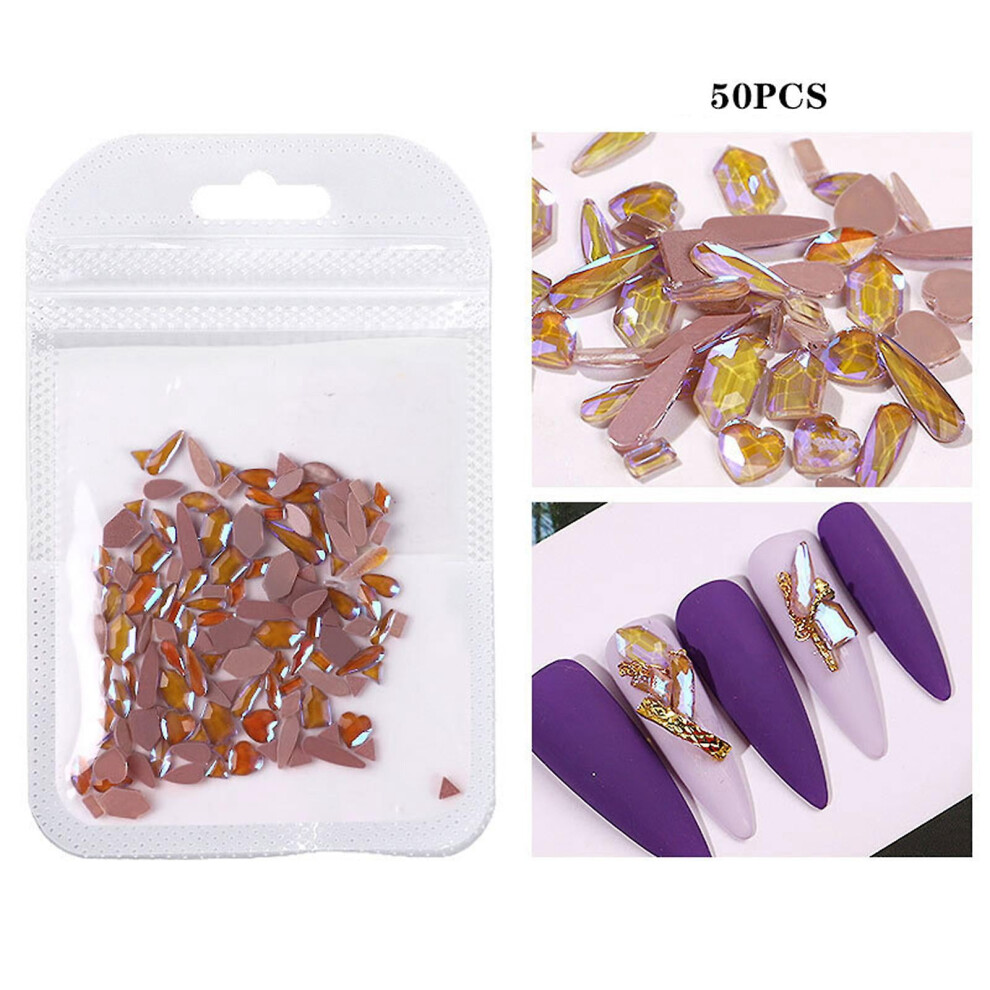 50Pcs Nail Rhinestones Crystals Flatback Glass Stones 3D Decorations for DIY Manicure Gem Jewelry Nail Art Decor