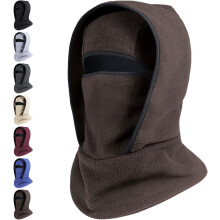 Wool Winter Hat and Scarf with Mask Neckband Integrated Cycling Windproof Fleece-Lined Balaclava for Sports Ski