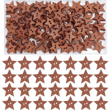 1box 1 bag Baking Paint Wooden Buttons 2-Hole Vintage style for Clothing & bag Accessories Star Saddle Brown 18x19x3.5mm Hole: 1.6mm