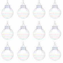 Festive Ornaments Balls, 12Pcs Plastic Clear Christmas Balls Mini Ornaments forXmas Tree Holiday Party Decorations