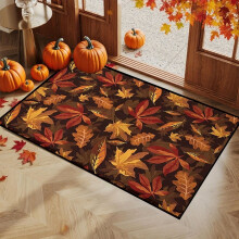 Tapis de porte citrouille et feuille d'érable - Tapis de sol antidérapant d'automne, décoration d'Halloween et de Thanksgiving, tapis d'entrée,