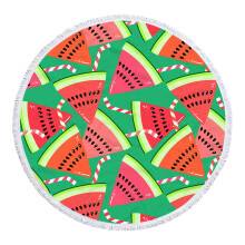 Zachte microvezel strandhanddoek, rond, 152 cm, sneldrogend en lichtgewicht – Scandinavisch veelkleurig watermeloendesign voor strand, zwembad en