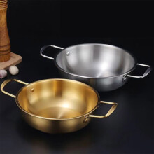 Pentola per ramen in acciaio inox stile coreano con doppio manico, 3,5 litri