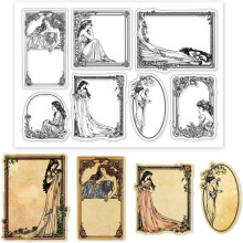 Vintage Lady Frame Clear Stamps for DIY Scrapbooking, Cards, Journal – Compatible with Scrapbook Tools