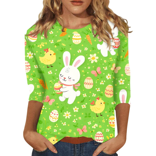 Women's Easter T-Shirt with Egg Graphic, S-3XL