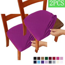 Set van 2 stoelhoezen voor eetkamerstoelen, rekbaar, afneembaar en wasbaar, paarse beschermhoezen voor de stoelzitting