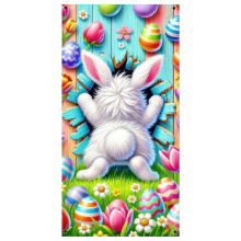 QenASHaing Türvorhang mit Osterhasenmotiv, 70,9 x 35,4 Zoll, rustikaler Frühlingsvorhang mit Hasenmotiv für Haustür, Veranda und Gartenpartys