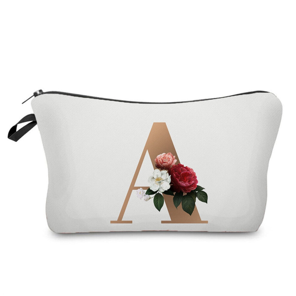 Ladies Travel Portable Gold Digital Letter Printing Cosmetic Bag