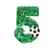 Bougies décoratives festives sur le thème du football pour gâteau d'anniversaire, idéal pour une fête à la maison ou pour décorer un dessert.
