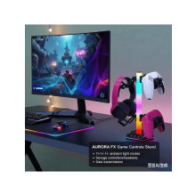 Gaming Controller Stand w/ Charging Ports, Headset Holder Compatible with PS5, PS4, Nintendo Switch, 7 RGB Modes, Dual USB & Type-C