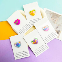 POCKET HUG Adorable Blessing Card Resin Colorful Latte Art Heart-Shaped Pocket Hug Greeting Card Valentines Day Card For Him,1pc,B