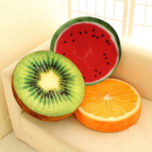 Windfall Soft Round Pillow – Orange Kiwi/Watermelon 3D Fruit Plush Cushion, Seat Pad for Couch, Chair, Floor, Sofa – Compatible with Home Decor