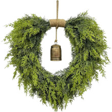 Couronne de Noël artificielle en cyprès de 50 cm avec clochettes