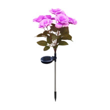 7 LED Solar Rose Flower Lights Outdoor Waterproof Plastic Garden Stake Lights Auto On/Off 24.8 Inch Yard Pathway Decor for Patio Garden (Purple)