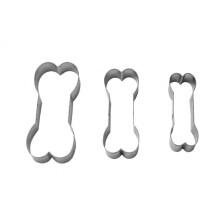 Ensemble de 3 emporte-pièces en forme d'os pour chien – Acier inoxydable, couvercle en plastique, pour friandises, fondant, sandwichs, loisirs