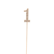 Adorno para tarta con forma de número y diamantes de imitación, aleación dorada, decoración brillante y reutilizable para postres – Compatible