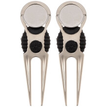 2-Pack Zinc Alloy Golf Divot Tools with Markers and Lawn Repair Function for Golf Course Accessories