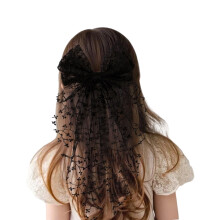 Elegante fermaglio per capelli con fiocco in pizzo e paillettes