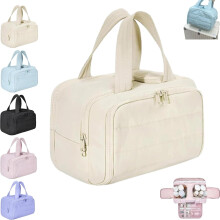 Large Capacity Wide-Open Toiletry Bag, 4-in-1 Waterproof Cosmetic Organizer with Handle – Compatible with Travel Accessories