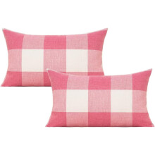 Fundas de almohada navideñas estilo granja con estampado de cuadros búfalo (paquete de 2)