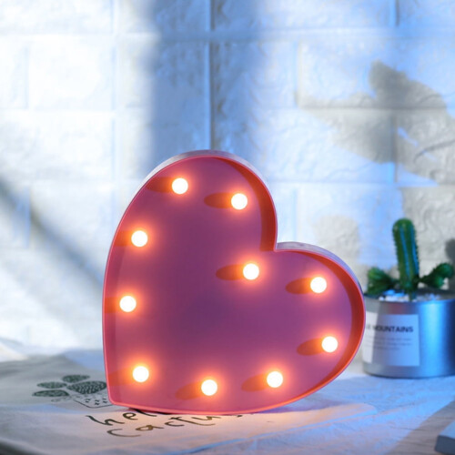 Χαριτωμένο Νυχτερινό Φωτάκι LED με Καρδιά Love Pink ABS1Set Ρομαντική Διακόσμηση Δωματίου