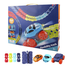 Glow in The Dark Anti Gravity Race Track Set with Interchangeable Car Shells LED Light-Up Race Car Multicolor Flexible Changeable Track