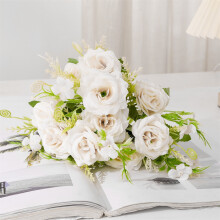 Fleurs artificielles en soie pour la fête des mères, les mariages et les fêtes prénatales – Fleurs blanches artificielles avec tiges, bouquets,